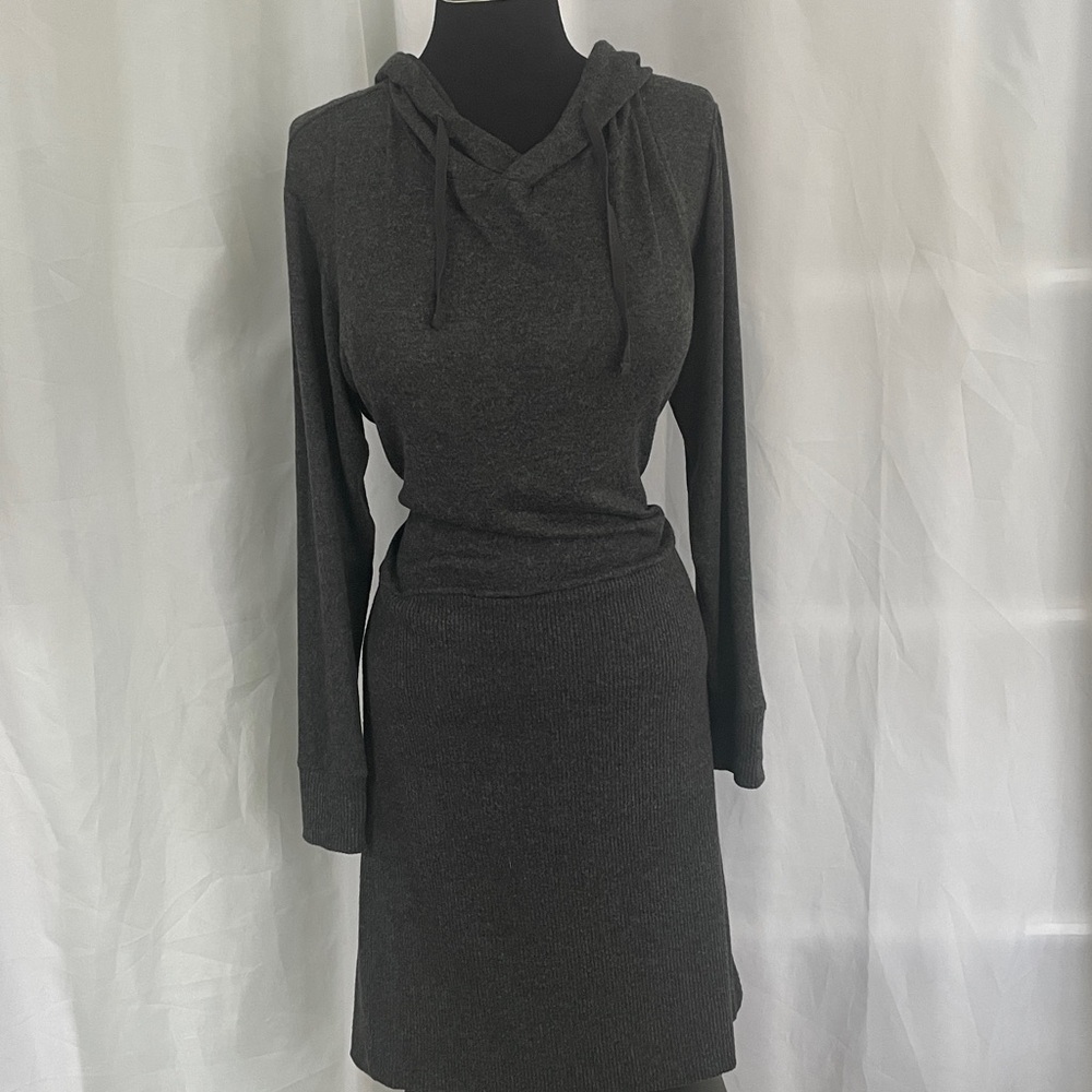 K Jordan Charcoal Long Sleeve Hoodie Sweater Dress XL, Pit to Pit 24, L 39